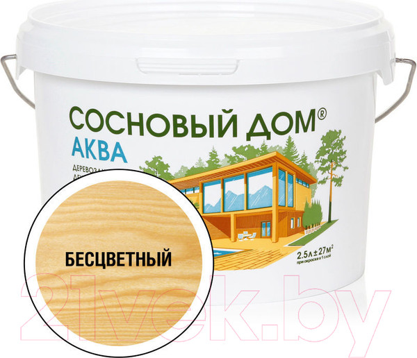 Изображение товара Антисептик для древесины Сосновый дом Аква (2.5л, бесцветный)
