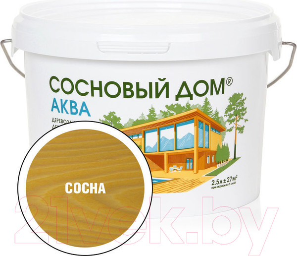 Изображение товара Антисептик для древесины Сосновый дом Аква (2.5л, сосна)