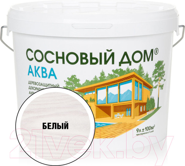 Изображение товара Антисептик для древесины Сосновый дом Аква (9л, белый)