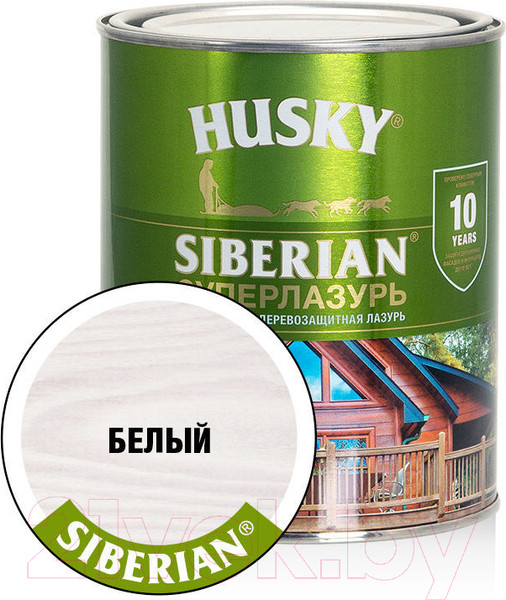 Изображение товара Лазурь для древесины Husky Siberian Суперлазурь (900мл, белый)