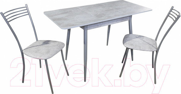 Изображение товара Обеденный стол Древпром М148 Верас ДП1-01-17 75x110-150 (бетон метрополитан/металлик)