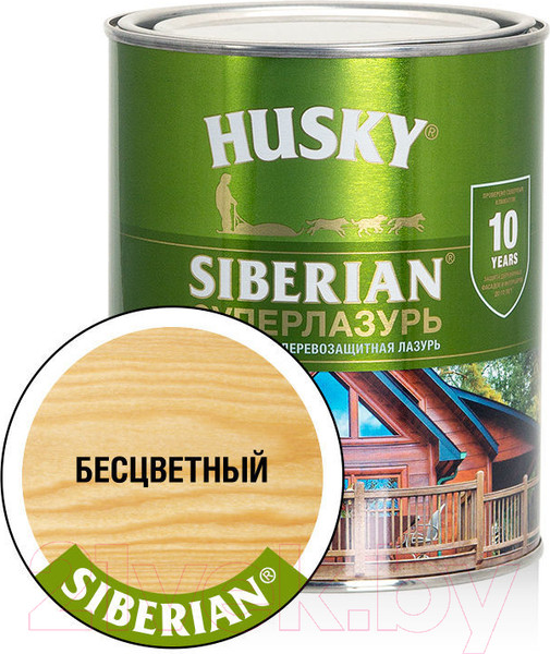 Изображение товара Лазурь для древесины Husky Siberian Суперлазурь (900мл, бесцветный)