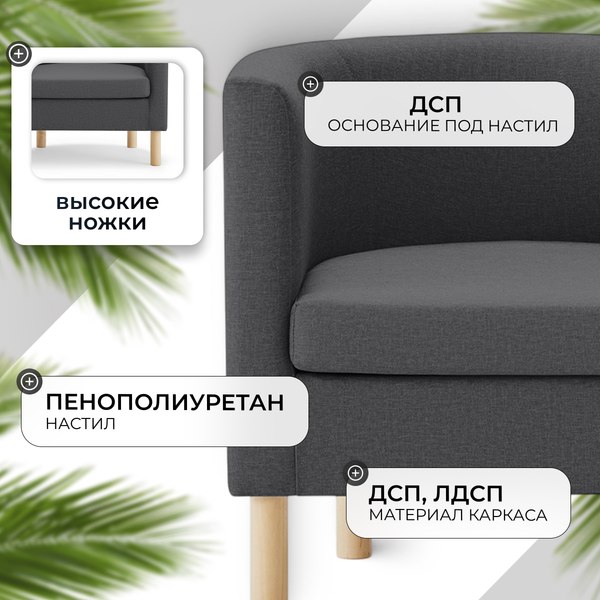 Изображение товара Кресло мягкое Mio Tesoro Агата 351 (темно-серый 1173)