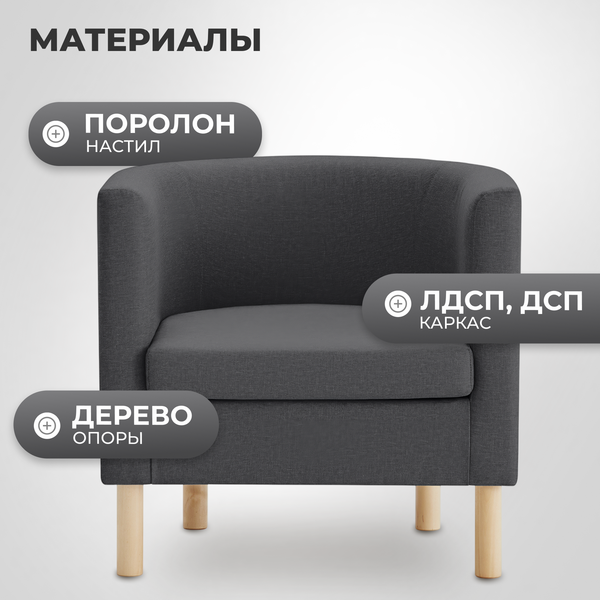 Изображение товара Кресло мягкое Mio Tesoro Агата 351 (темно-серый 1173)