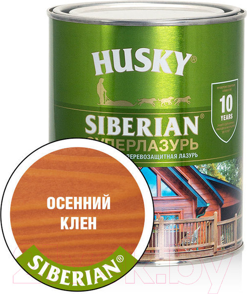 Изображение товара Лазурь для древесины Husky Siberian Суперлазурь (900мл, осенний клен)