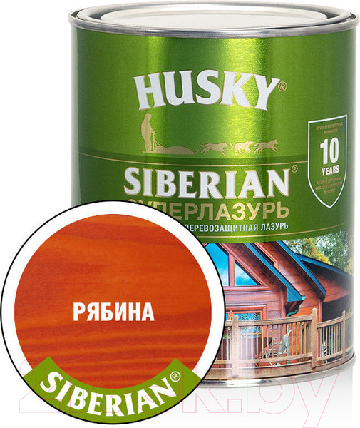 Изображение товара Лазурь для древесины Husky Siberian Суперлазурь (900мл, рябина)