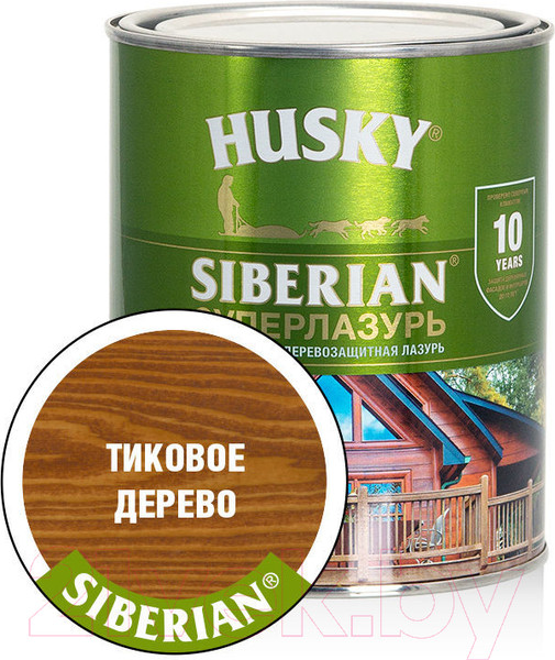Изображение товара Лазурь для древесины Husky Siberian Суперлазурь (900мл, тиковое дерево)