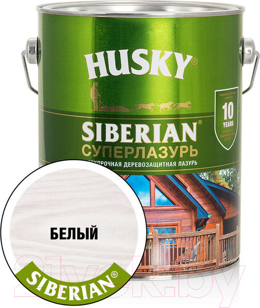 Изображение товара Лазурь для древесины Husky Siberian Суперлазурь (2.7, белый)
