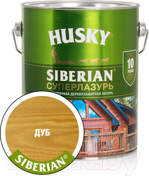 Изображение товара Лазурь для древесины Husky Siberian Суперлазурь (2.7л, дуб)
