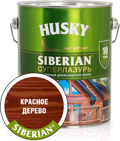Изображение товара Лазурь для древесины Husky Siberian Суперлазурь (2.7л, красное дерево)