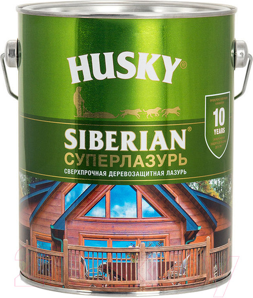 Изображение товара Лазурь для древесины Husky Siberian Суперлазурь (2.7л, ореховое дерево)