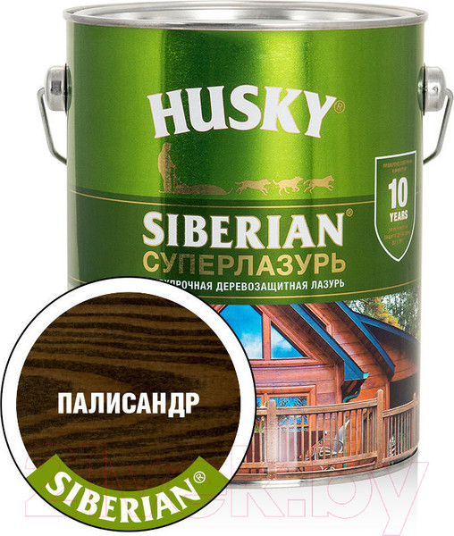 Изображение товара Лазурь для древесины Husky Siberian Суперлазурь (2.7л, палисандр)