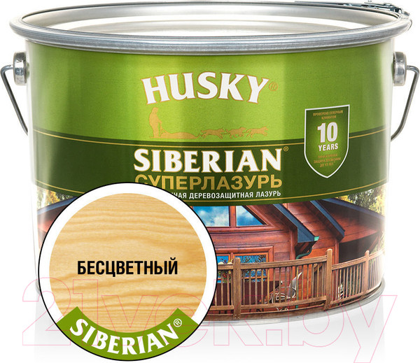 Изображение товара Лазурь для древесины Husky Siberian Суперлазурь (9л, бесцветный)