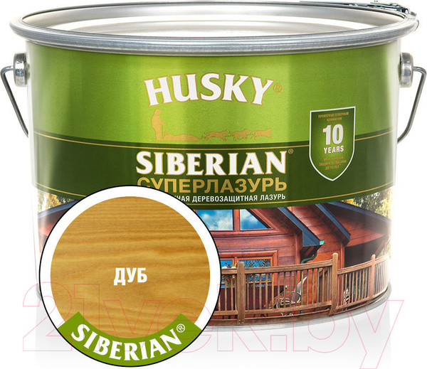 Изображение товара Лазурь для древесины Husky Siberian Суперлазурь (9л, дуб)