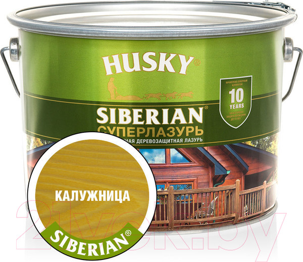Изображение товара Лазурь для древесины Husky Siberian Суперлазурь (9л, калужница)