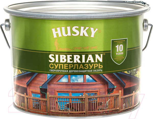 Изображение товара Лазурь для древесины Husky Siberian Суперлазурь (9л, ореховое дерево)