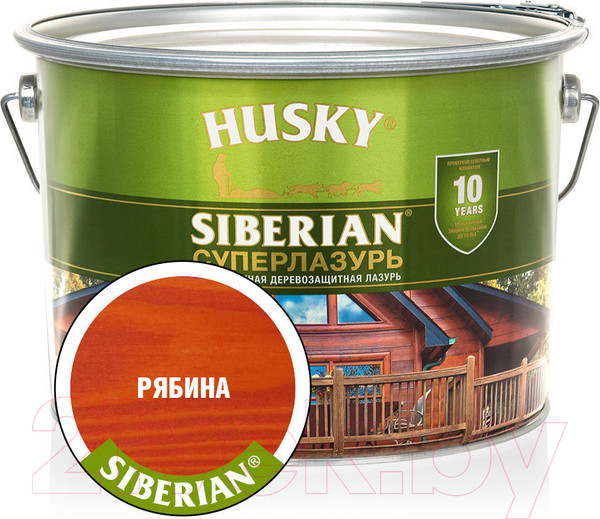 Изображение товара Лазурь для древесины Husky Siberian Суперлазурь (9л, рябина)