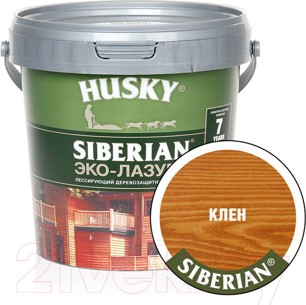 Изображение товара Лазурь для древесины Husky Siberian Эко-Лазурь Полуматовая (900мл, клен)