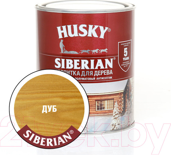 Изображение товара Пропитка для дерева Husky Siberian Полуматовая (900мл, дуб)