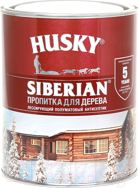 Изображение товара Пропитка для дерева Husky Siberian Полуматовая (900мл, красное дерево)