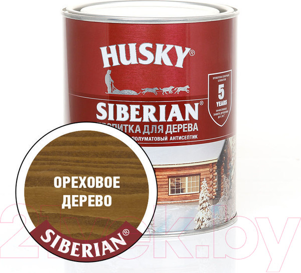 Изображение товара Пропитка для дерева Husky Siberian Полуматовая (900мл, ореховое дерево)