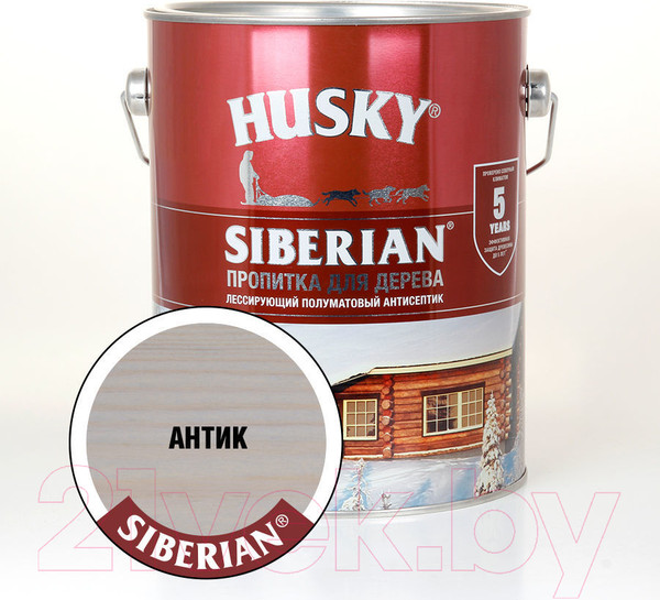 Изображение товара Пропитка для дерева Husky Siberian Полуматовая (2.7л, антик)