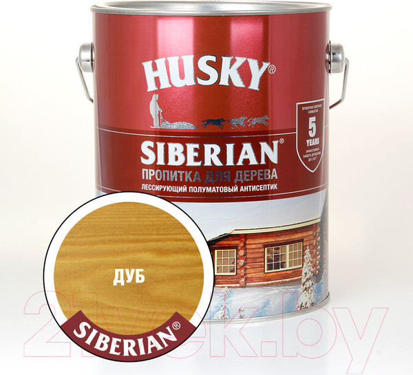 Изображение товара Пропитка для дерева Husky Siberian Полуматовая (2.7л, дуб)