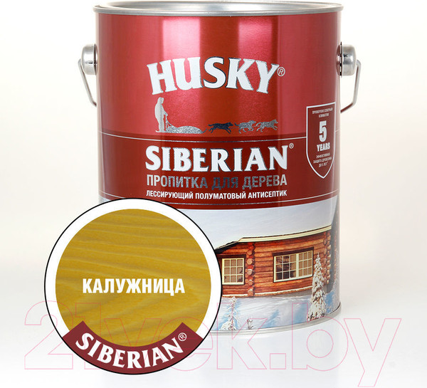 Изображение товара Пропитка для дерева Husky Siberian Полуматовая (2.7л, калужница)
