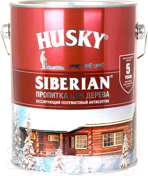 Изображение товара Пропитка для дерева Husky Siberian Полуматовая (2.7л, красное дерево)