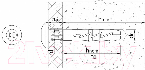 Изображение товара Дюбель-гвоздь Koelner с бортом FX 6Kx40 (200шт)