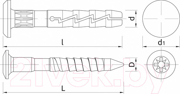 Изображение товара Дюбель-гвоздь Koelner с бортом FX 6Kx40 (200шт)