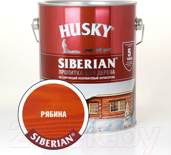 Изображение товара Пропитка для дерева Husky Siberian Полуматовая (2.7л, рябина)