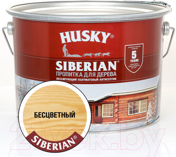 Изображение товара Пропитка для дерева Husky Siberian Полуматовая (9л, бесцветный)