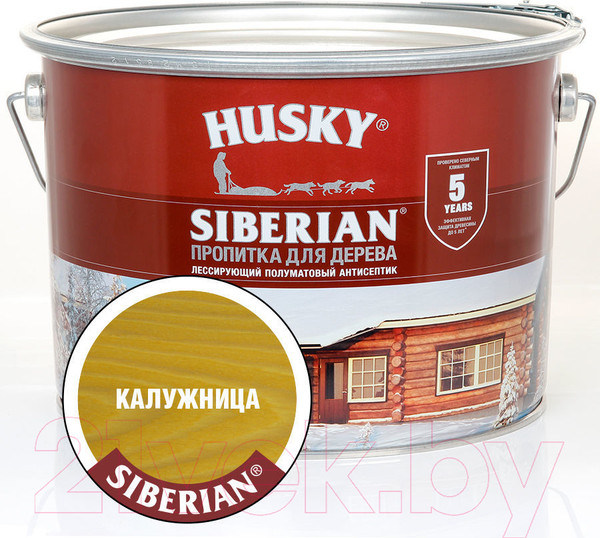Изображение товара Пропитка для дерева Husky Siberian Полуматовая (9л, калужница)