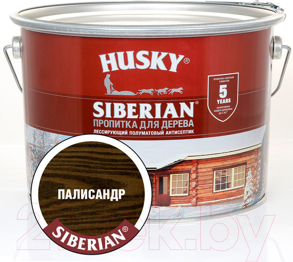 Изображение товара Пропитка для дерева Husky Siberian Полуматовая (9л, палисандр)