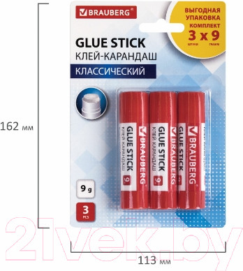 Изображение товара Клей-карандаш Brauberg 271305 (3шт)