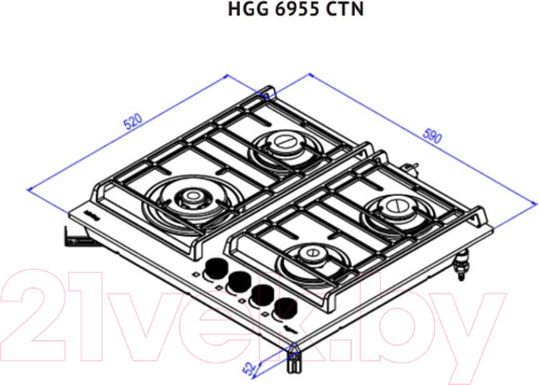 Изображение товара Газовая варочная панель Korting HGG 6955 CTN
