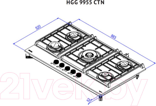 Изображение товара Газовая варочная панель Korting HGG 9955 CTN