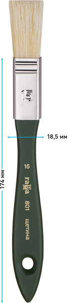 Изображение товара Кисть для рисования ГАММА Щетина №15 / 801015 (флейц)