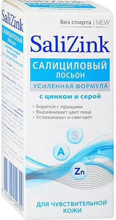 Изображение товара Лосьон для лица SaliZink Салициловый с цинком и серой для чувствительной кожи Без спирта (100мл)