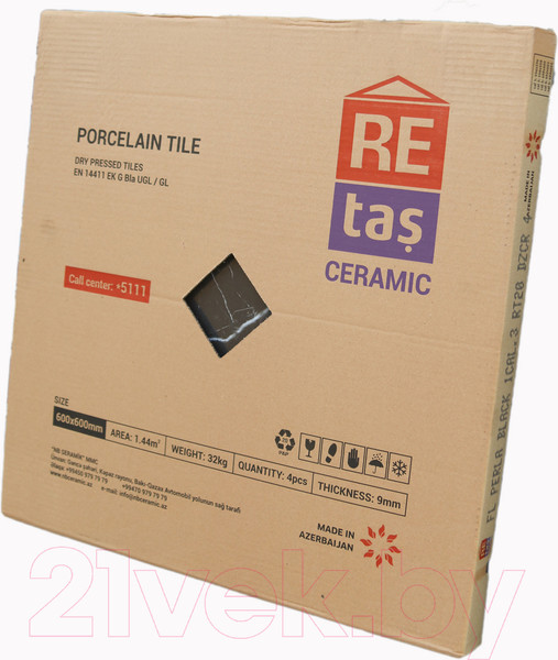 Изображение товара Плитка RE tas Ceramic Perla Black Retash (600x600, глянцевый)