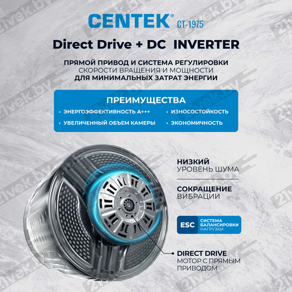 Изображение товара Стирально-сушильная машина Centek CT-1975 (белый)