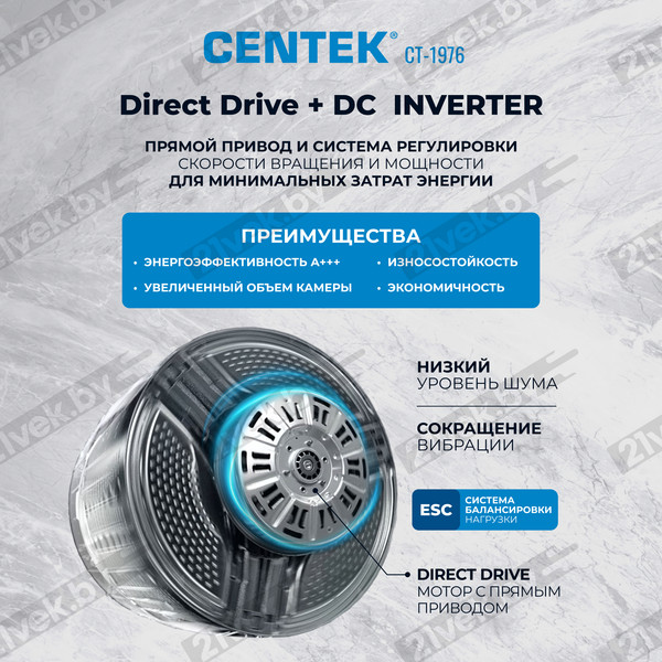 Изображение товара Стирально-сушильная машина Centek CT-1976 (черный)