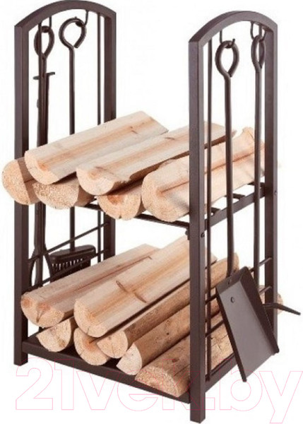 Изображение товара Дровница для камина Saniji Праздничная Н5 с каминным набором 460x300x730