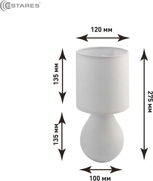 Изображение товара Прикроватная лампа Estares Beta 1xE14 R-100x120x275-WHITE/WHITE-220-IP20