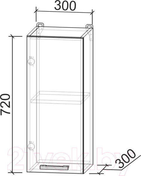 Изображение товара Шкаф навесной для кухни Интерлиния Компо ВШ30-720-1дв (дуб серый)