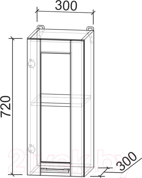 Изображение товара Шкаф навесной для кухни Интерлиния Компо ВШ30ст-720-1дв (бетон лайт)