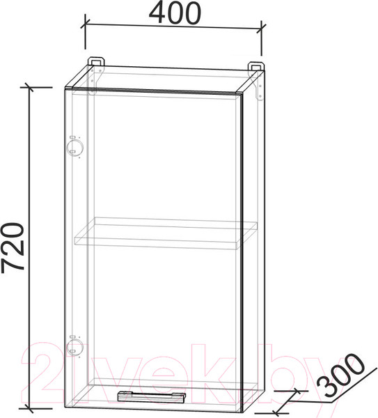 Изображение товара Шкаф навесной для кухни Интерлиния Компо ВШ40-720-1дв (дуб веллингтон)