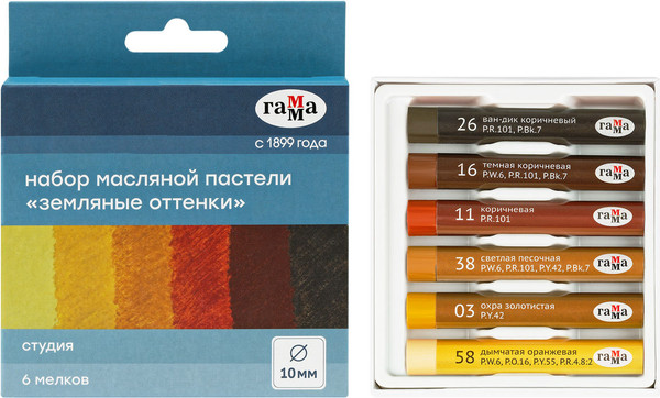 Изображение товара Набор масляной пастели ГАММА Студия. Земляные оттенки / 222202306 (6цв)