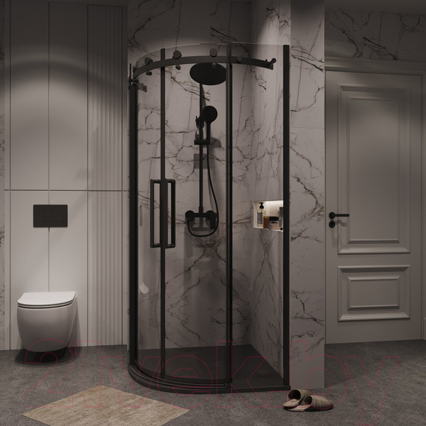 Изображение товара Душевой уголок Grossman Classic 100x100x195 / 301.K33.04.1010.21.00 (черный матовый/прозрачное стекло)